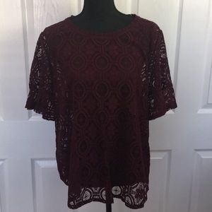 Ann Taylor Loft short sleeve top in wine color